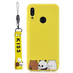 Yellow Bear Family Soft Kiss Candy Hand Strap Silicone Case for Huawei P Smart (2019)