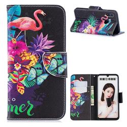 Flowers Flamingos Leather Wallet Case for Huawei P Smart (2019)