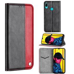 Classic Business Ultra Slim Magnetic Sucking Stitching Flip Cover for Huawei P Smart (2019) - Red