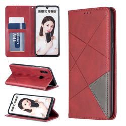 Prismatic Slim Magnetic Sucking Stitching Wallet Flip Cover for Huawei P Smart (2019) - Red