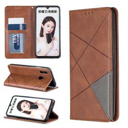 Prismatic Slim Magnetic Sucking Stitching Wallet Flip Cover for Huawei P Smart (2019) - Brown