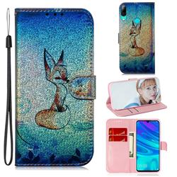 Cute Fox Laser Shining Leather Wallet Phone Case for Huawei P Smart (2019)