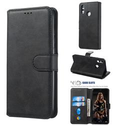 Retro Calf Matte Leather Wallet Phone Case for Huawei P Smart (2019) - Black