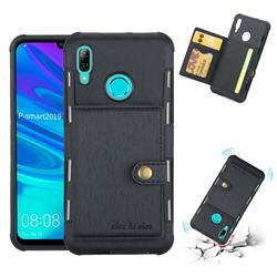 Brush Multi-function Leather Phone Case for Huawei P Smart (2019) - Black