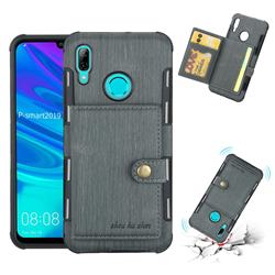 Brush Multi-function Leather Phone Case for Huawei P Smart (2019) - Gray