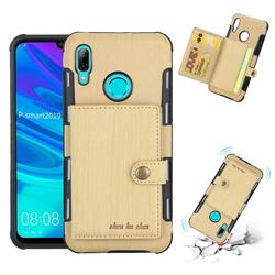 Brush Multi-function Leather Phone Case for Huawei P Smart (2019) - Golden
