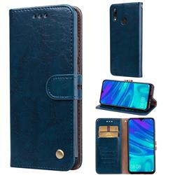 Luxury Retro Oil Wax PU Leather Wallet Phone Case for Huawei P Smart (2019) - Sapphire