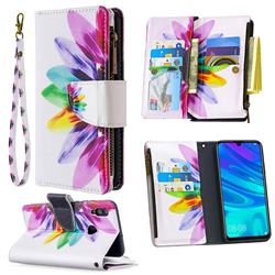 Seven-color Flowers Binfen Color BF03 Retro Zipper Leather Wallet Phone Case for Huawei P Smart (2019)