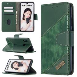 BinfenColor BF04 Color Block Stitching Crocodile Leather Case Cover for Huawei P Smart (2019) - Green