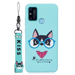 Green Glasses Dog Soft Kiss Candy Hand Strap Silicone Case for Huawei P Smart (2020)