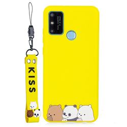 Yellow Bear Family Soft Kiss Candy Hand Strap Silicone Case for Huawei P Smart (2020)
