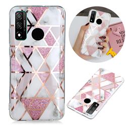 Pink Rhombus Galvanized Rose Gold Marble Phone Back Cover for Huawei P Smart (2020)