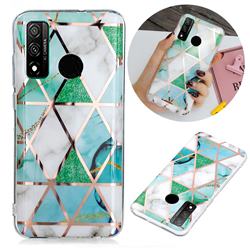 Green White Galvanized Rose Gold Marble Phone Back Cover for Huawei P Smart (2020)