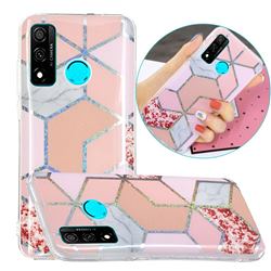 Pink Marble Painted Galvanized Electroplating Soft Phone Case Cover for Huawei P Smart (2020)