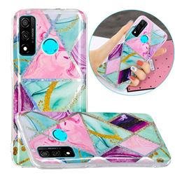 Triangular Marble Painted Galvanized Electroplating Soft Phone Case Cover for Huawei P Smart (2020)