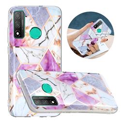 Purple and White Painted Marble Electroplating Protective Case for Huawei P Smart (2020)