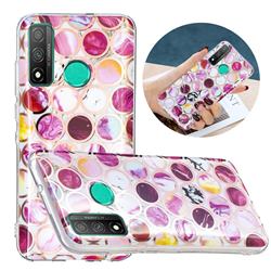 Round Puzzle Painted Marble Electroplating Protective Case for Huawei P Smart (2020)