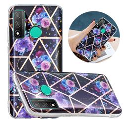 Black Flower Painted Marble Electroplating Protective Case for Huawei P Smart (2020)