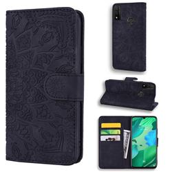 Retro Embossing Mandala Flower Leather Wallet Case for Huawei P Smart (2020) - Black