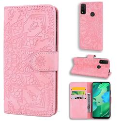 Retro Embossing Mandala Flower Leather Wallet Case for Huawei P Smart (2020) - Pink