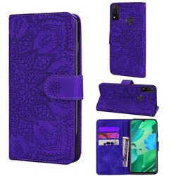Retro Embossing Mandala Flower Leather Wallet Case for Huawei P Smart (2020) - Purple