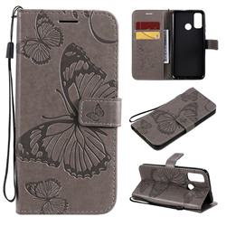 Embossing 3D Butterfly Leather Wallet Case for Huawei P Smart (2020) - Gray