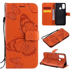 Embossing 3D Butterfly Leather Wallet Case for Huawei P Smart (2020) - Orange