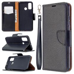Classic Luxury Litchi Leather Phone Wallet Case for Huawei P Smart (2020) - Black