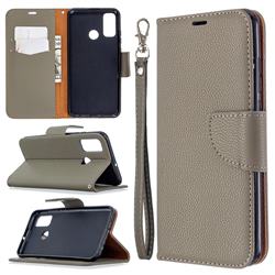 Classic Luxury Litchi Leather Phone Wallet Case for Huawei P Smart (2020) - Gray