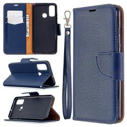 Classic Luxury Litchi Leather Phone Wallet Case for Huawei P Smart (2020) - Blue