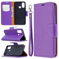 Classic Luxury Litchi Leather Phone Wallet Case for Huawei P Smart (2020) - Purple