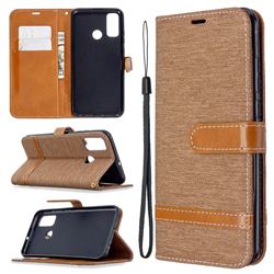 Jeans Cowboy Denim Leather Wallet Case for Huawei P Smart (2020) - Brown