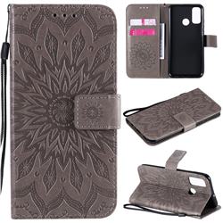 Embossing Sunflower Leather Wallet Case for Huawei P Smart (2020) - Gray