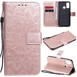 Embossing Sunflower Leather Wallet Case for Huawei P Smart (2020) - Rose Gold