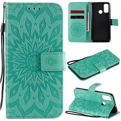 Embossing Sunflower Leather Wallet Case for Huawei P Smart (2020) - Green
