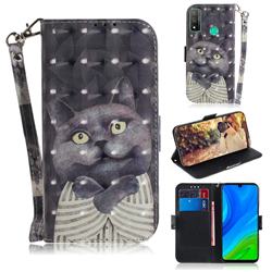 Cat Embrace 3D Painted Leather Wallet Phone Case for Huawei P Smart (2020)