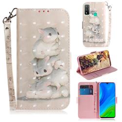 Three Squirrels 3D Painted Leather Wallet Phone Case for Huawei P Smart (2020)