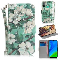 Watercolor Flower 3D Painted Leather Wallet Phone Case for Huawei P Smart (2020)