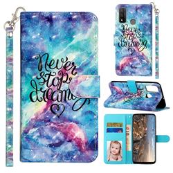 Blue Starry Sky 3D Leather Phone Holster Wallet Case for Huawei P Smart (2020)