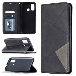 Prismatic Slim Magnetic Sucking Stitching Wallet Flip Cover for Huawei P Smart (2020) - Black