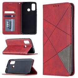 Prismatic Slim Magnetic Sucking Stitching Wallet Flip Cover for Huawei P Smart (2020) - Red
