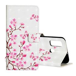 Butterfly Sakura Flower 3D Painted Leather Phone Wallet Case for Huawei P Smart (2020)