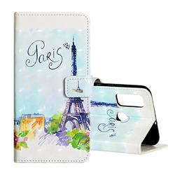 Paris Tower 3D Painted Leather Phone Wallet Case for Huawei P Smart (2020)