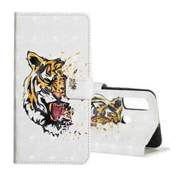 Toothed Tiger 3D Painted Leather Phone Wallet Case for Huawei P Smart (2020)