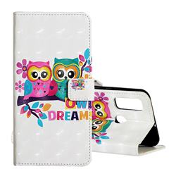 Couple Owl 3D Painted Leather Phone Wallet Case for Huawei P Smart (2020)