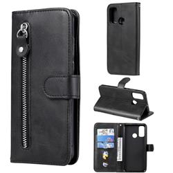 Retro Luxury Zipper Leather Phone Wallet Case for Huawei P Smart (2020) - Black