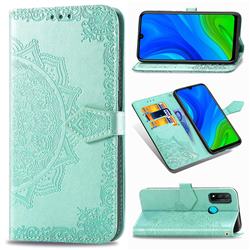 Embossing Imprint Mandala Flower Leather Wallet Case for Huawei P Smart (2020) - Green