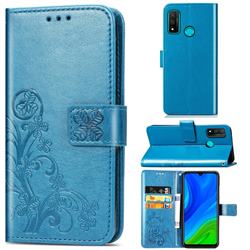 Embossing Imprint Four-Leaf Clover Leather Wallet Case for Huawei P Smart (2020) - Blue