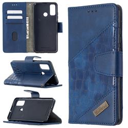 BinfenColor BF04 Color Block Stitching Crocodile Leather Case Cover for Huawei P Smart (2020) - Blue