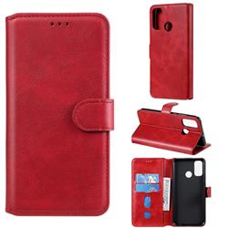 Retro Calf Matte Leather Wallet Phone Case for Huawei P Smart (2020) - Red